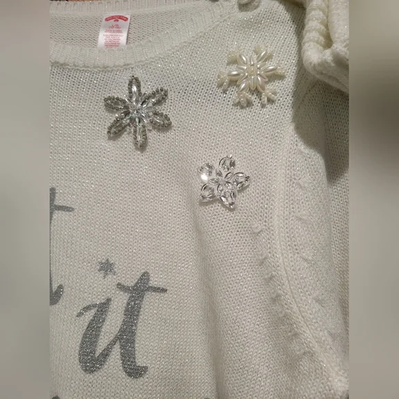 Let It Snow Sweater with Faux Fur Cuffs - Picture 5 of 14